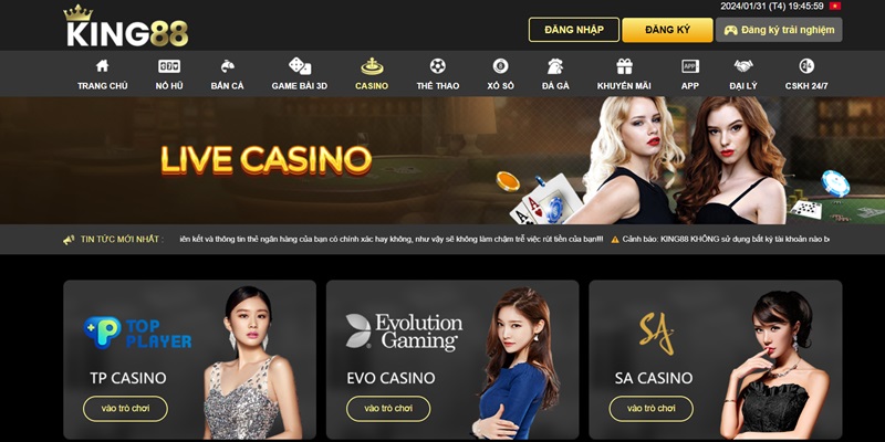 Giới thiệu về sảnh game Casino King88 cực hấp dẫn